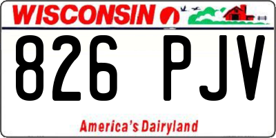 WI license plate 826PJV