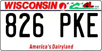 WI license plate 826PKE