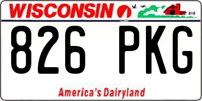 WI license plate 826PKG