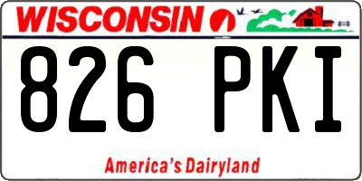 WI license plate 826PKI