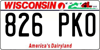 WI license plate 826PKO