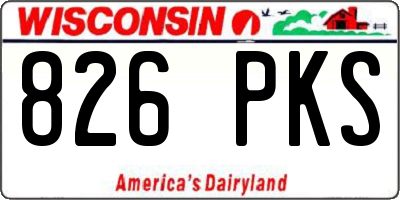 WI license plate 826PKS
