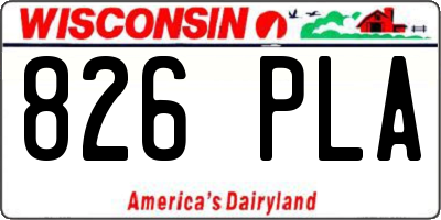 WI license plate 826PLA