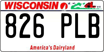 WI license plate 826PLB