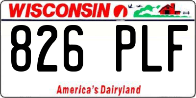 WI license plate 826PLF