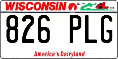 WI license plate 826PLG