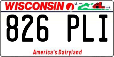 WI license plate 826PLI