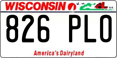 WI license plate 826PLO