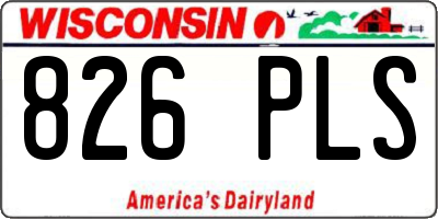 WI license plate 826PLS