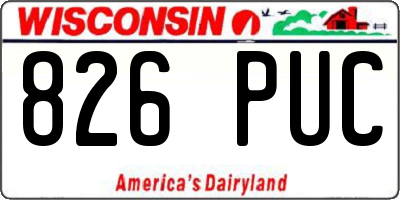 WI license plate 826PUC