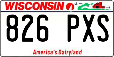 WI license plate 826PXS