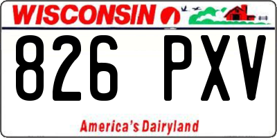 WI license plate 826PXV