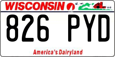 WI license plate 826PYD