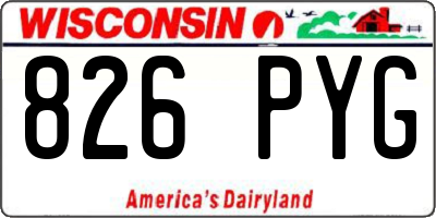 WI license plate 826PYG