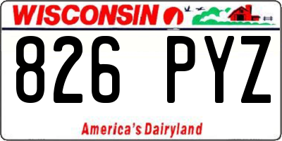WI license plate 826PYZ