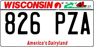 WI license plate 826PZA