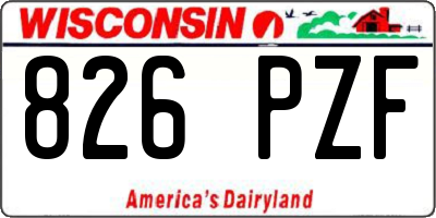 WI license plate 826PZF