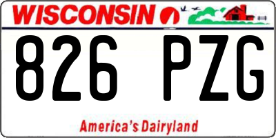WI license plate 826PZG