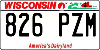 WI license plate 826PZM