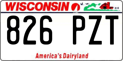 WI license plate 826PZT