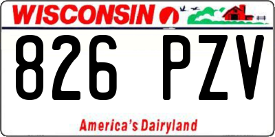 WI license plate 826PZV
