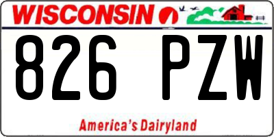 WI license plate 826PZW