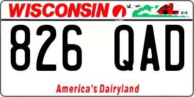 WI license plate 826QAD