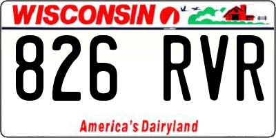 WI license plate 826RVR
