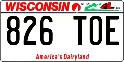 WI license plate 826TOE