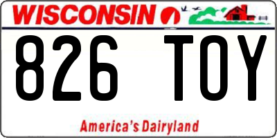 WI license plate 826TOY