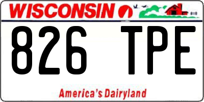 WI license plate 826TPE