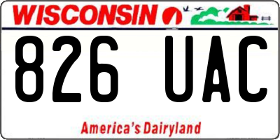 WI license plate 826UAC