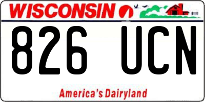 WI license plate 826UCN
