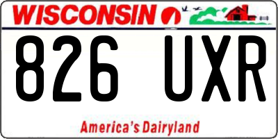 WI license plate 826UXR