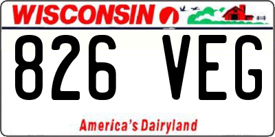 WI license plate 826VEG