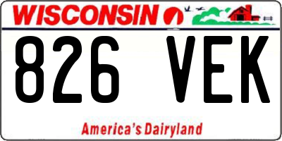 WI license plate 826VEK