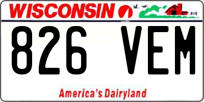 WI license plate 826VEM
