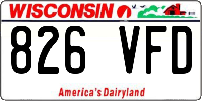 WI license plate 826VFD