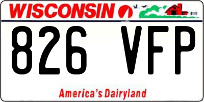 WI license plate 826VFP