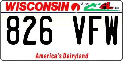 WI license plate 826VFW