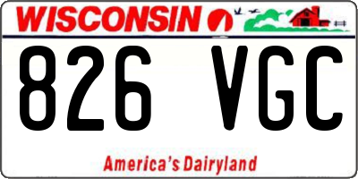 WI license plate 826VGC