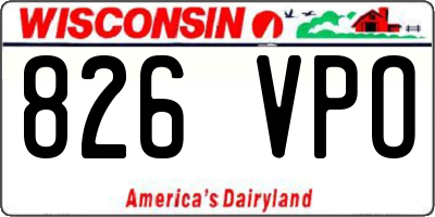 WI license plate 826VPO