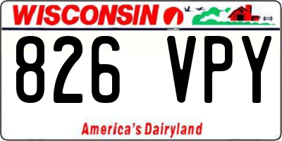 WI license plate 826VPY
