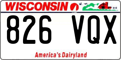 WI license plate 826VQX