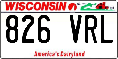 WI license plate 826VRL