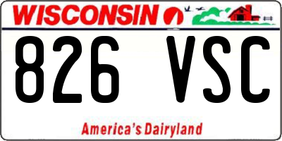 WI license plate 826VSC