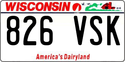 WI license plate 826VSK