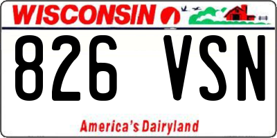 WI license plate 826VSN