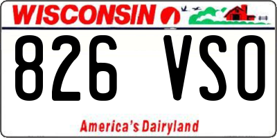 WI license plate 826VSO