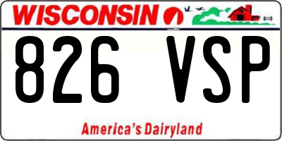 WI license plate 826VSP